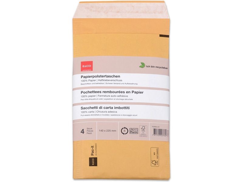 ELCO Enveloppe Zero Plastic 140 x 225 mm, 4 pièces