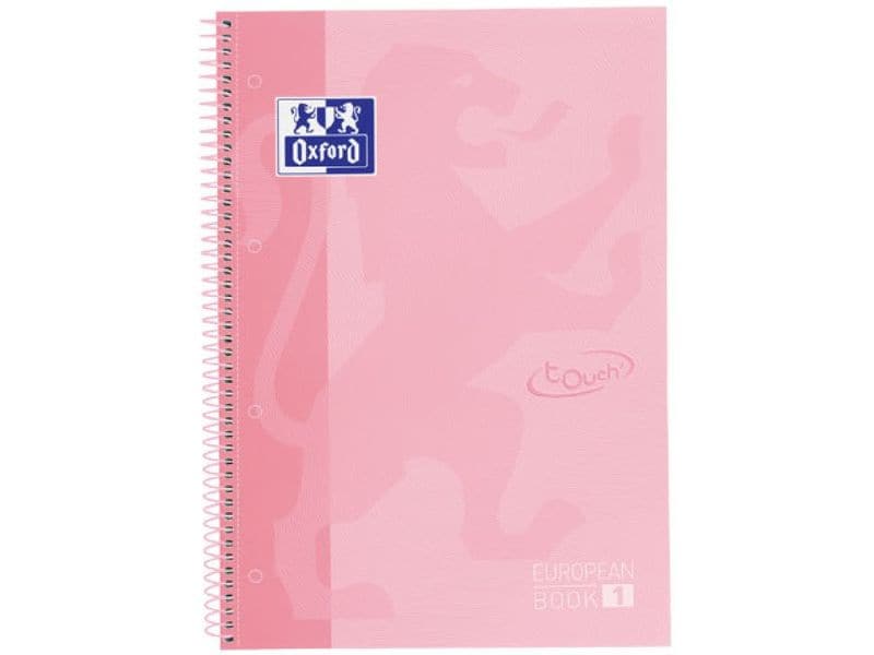 Oxford Bloc-notes School Touch A4+, quadrillé, rose pastel
