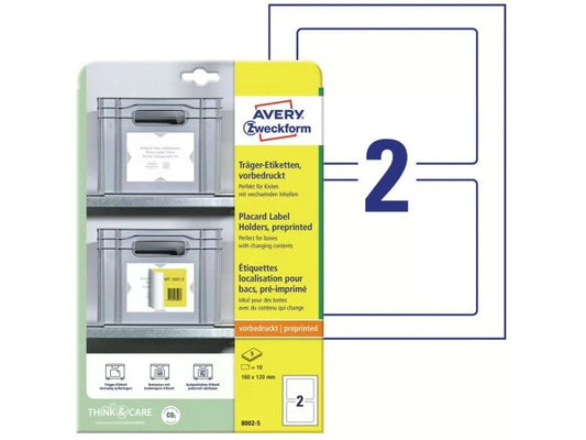 Avery Zweckform Etiquettes de support 160 x 120 mm, 5 feuilles, 10 pièces