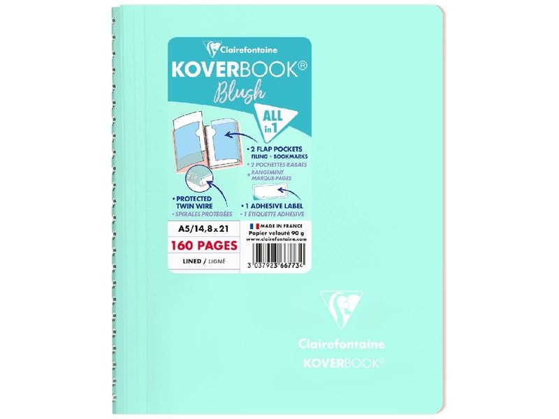 Clairefontaine Bloc-notes Blush A5, ligné, menthe