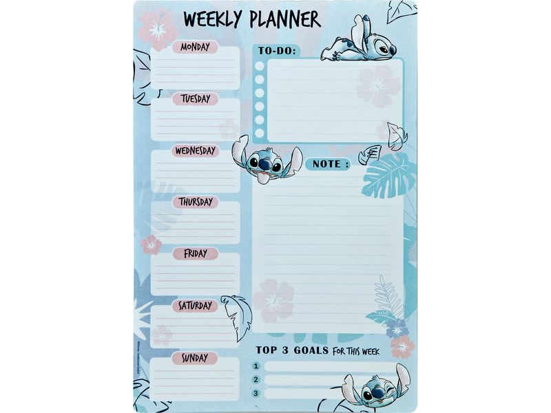 Undercover Agendas bloc-notes hebdomadaires Lilo & Stitch 52 feuilles, 19 x 28 cm