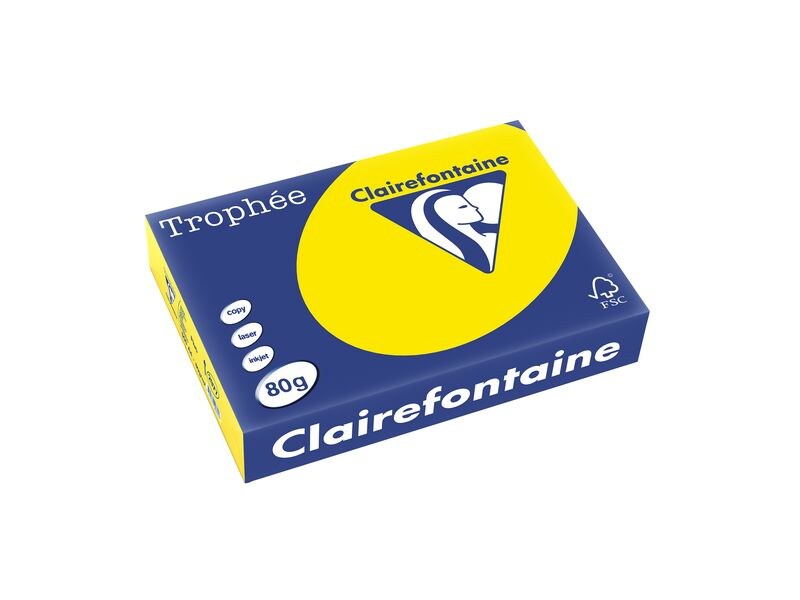 Clairefontaine Trophée A4, Jaune néon, 80 g/m²,500