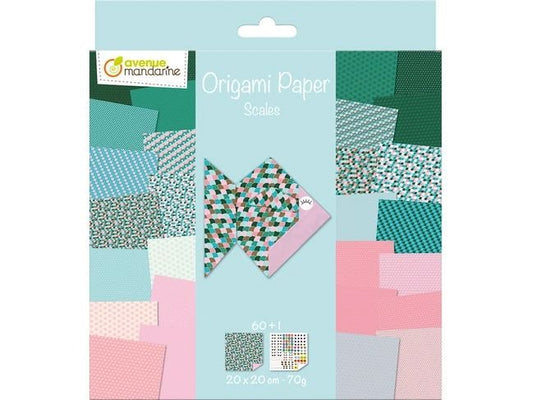 Avenue Mandarine Feuilles origami Origami Scale 60 feuilles, 20 x 20 cm