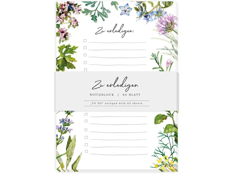 Grätz Carnet de notes ToDo Herbes A6, À lignes, Blanc