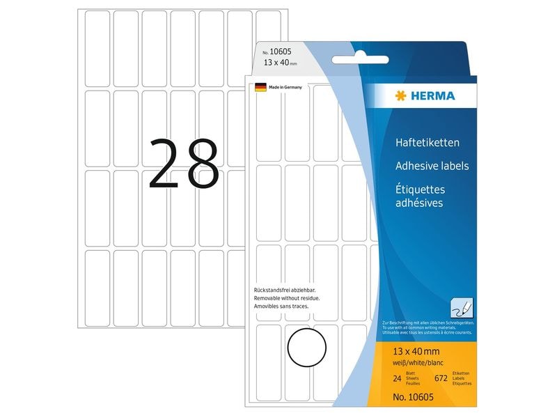 HERMA Étiquettes universelles 13 x 40 mm, 24 feuille