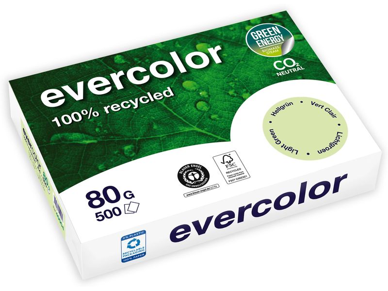 Clairefontaine Papier pour photocopie Evercolor A4, Vert clair, 80 g/m²,500 Blatt