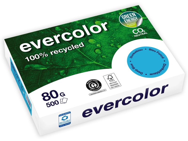 Clairefontaine Papier pour photocopie Evercolor A4, Bleu foncé, 80 g/m²,500 Blatt