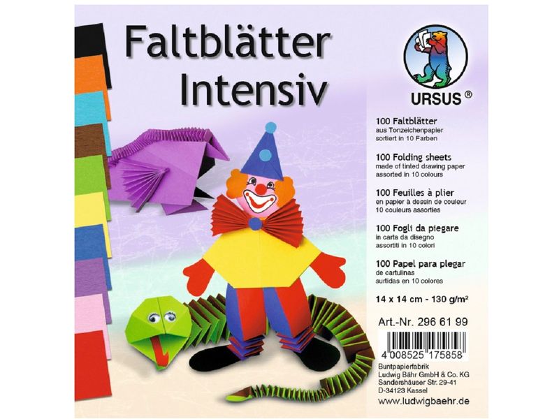 URSUS Feuilles origami 10 couleurs 100 feuilles