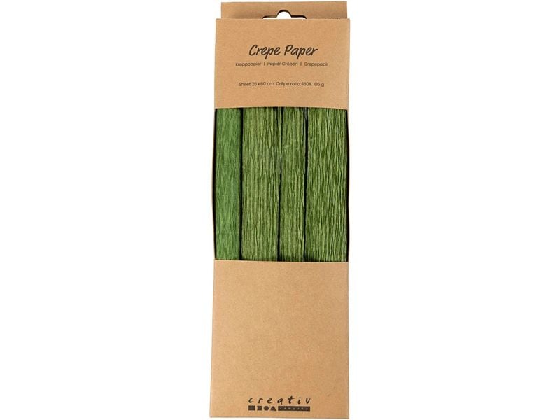 Creativ Company Papier crêpe 4 rouleaux 25 x 60 cm, vert