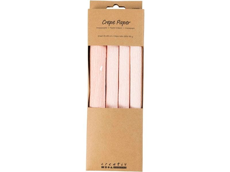 Creativ Company Papier crêpe 4 rouleaux 25 x 60 cm, rose