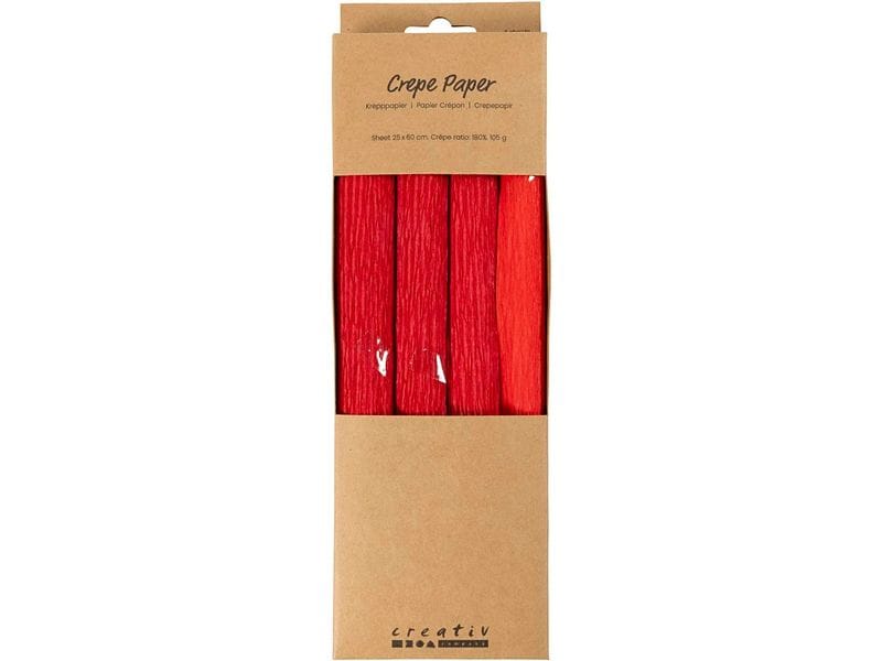Creativ Company Papier crêpe 4 rouleaux 25 x 60 cm, rouge