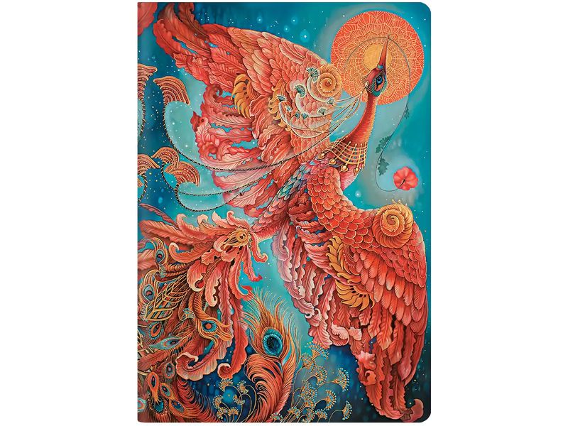 Paperblanks Carnet de notes Oiseaux de la chance A6, réglés, bleu / rouge