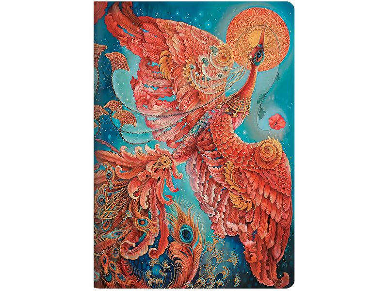 Paperblanks Carnet de notes Oiseaux de la chance A4, ligné, bleu / rouge