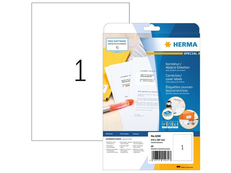 HERMA Etiquette de couverture 210 x 297 mm, 25 feuille