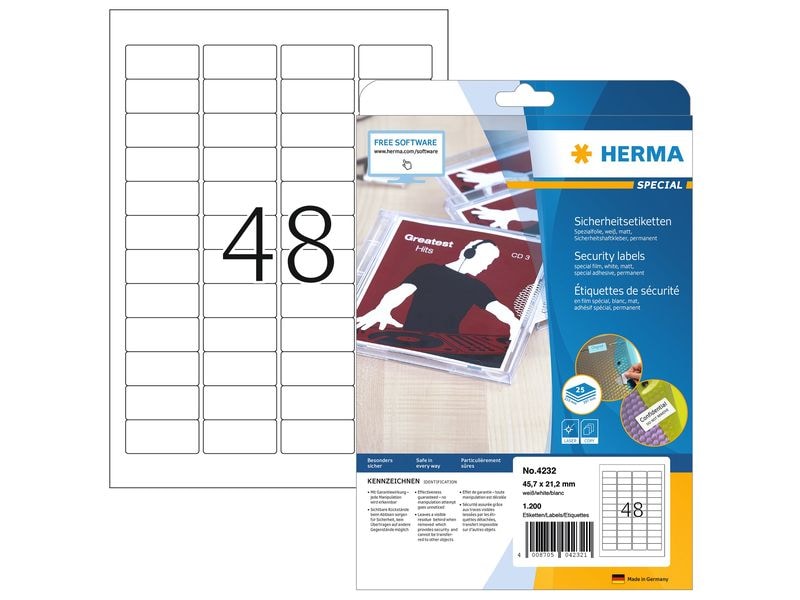 HERMA Étiquettes de sécurité 4232 45.7 x 21.2 mm