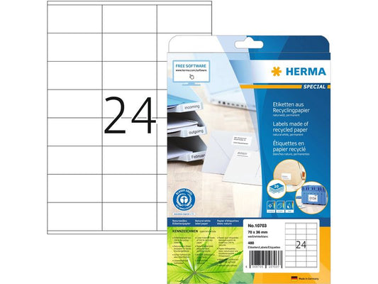 HERMA Étiquettes universelles 70 x 36 mm, 20 feuille