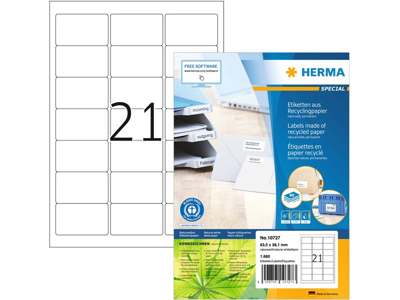 HERMA Étiquettes universelles 63.5 x 38.1 mm, 80 feuille