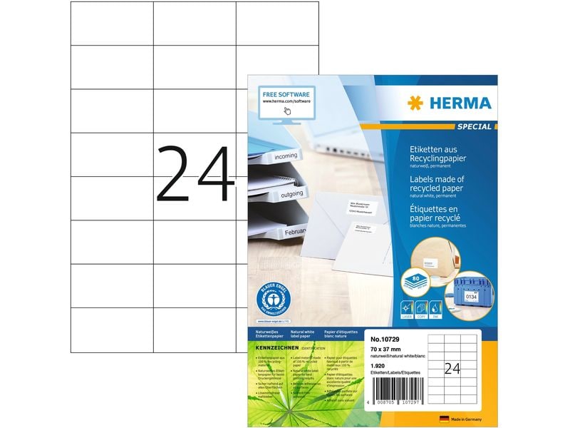 HERMA Étiquettes universelles 70 x 37 mm, 80 feuille