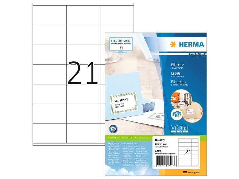 HERMA Étiquettes universelles Premium, 7 x 4.1 cm, 2100 étiquettes
