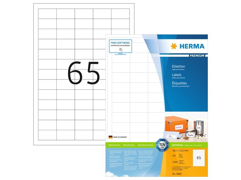 HERMA Étiquettes universelles Premium, 3.8 x 2.12 cm, 13000 étiquettes