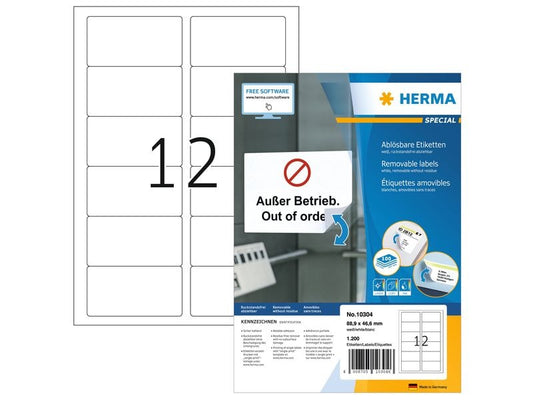 HERMA Étiquettes d’adresse 8.89 x 4.66 cm, 1200 étiquettes