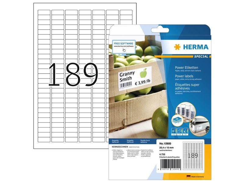 HERMA Étiquettes universelles Power 10900 25.4 x 10 mm