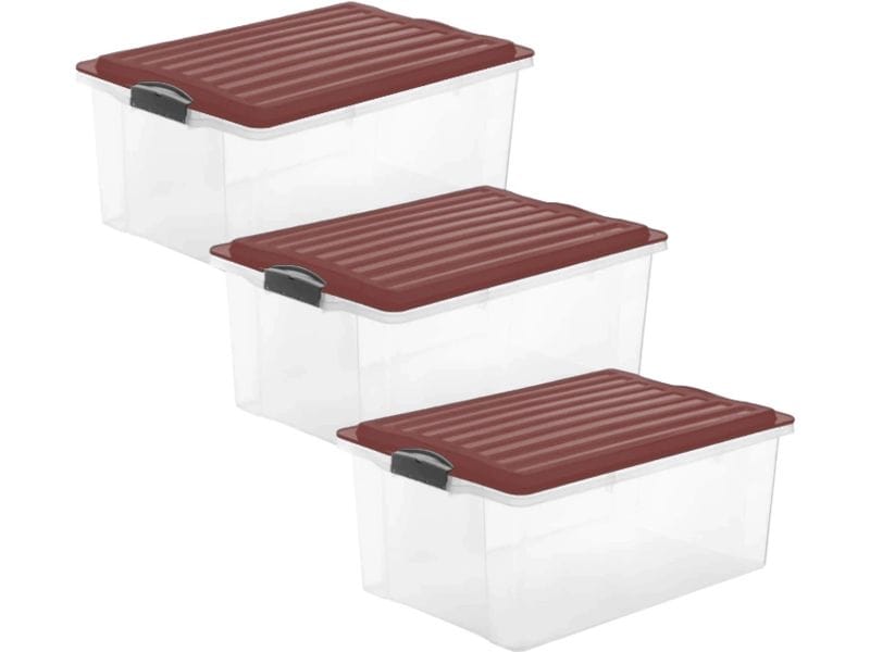 Rotho Boîte de rangement COMPACT, Rouge, 3 pcs.