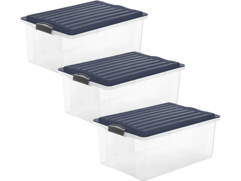 Rotho Boîte de rangement COMPACT, Bleu, 3 pcs.