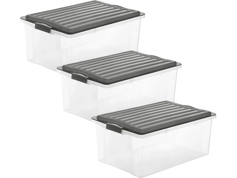 Rotho Boîte de rangement COMPACT, Gris, 3 pcs.
