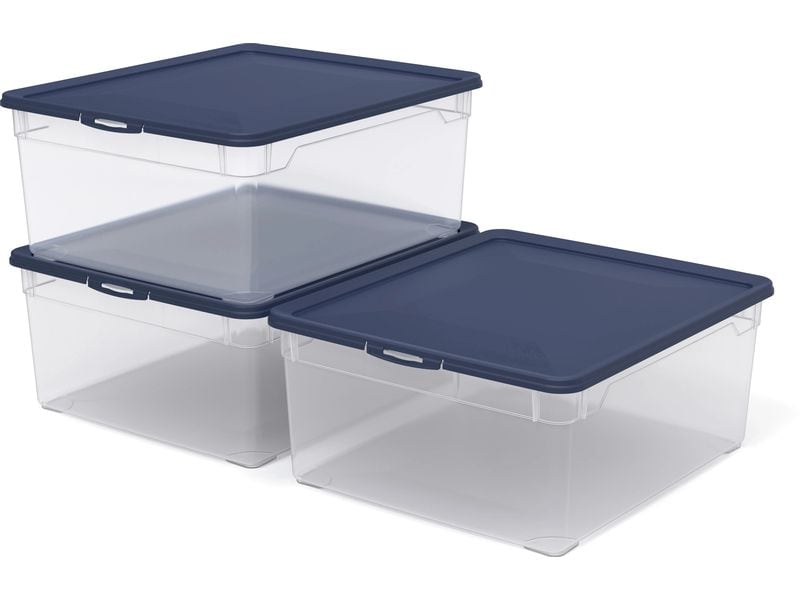 Rotho Boîte de rangement CLEAR Bleu, 3 pcs.