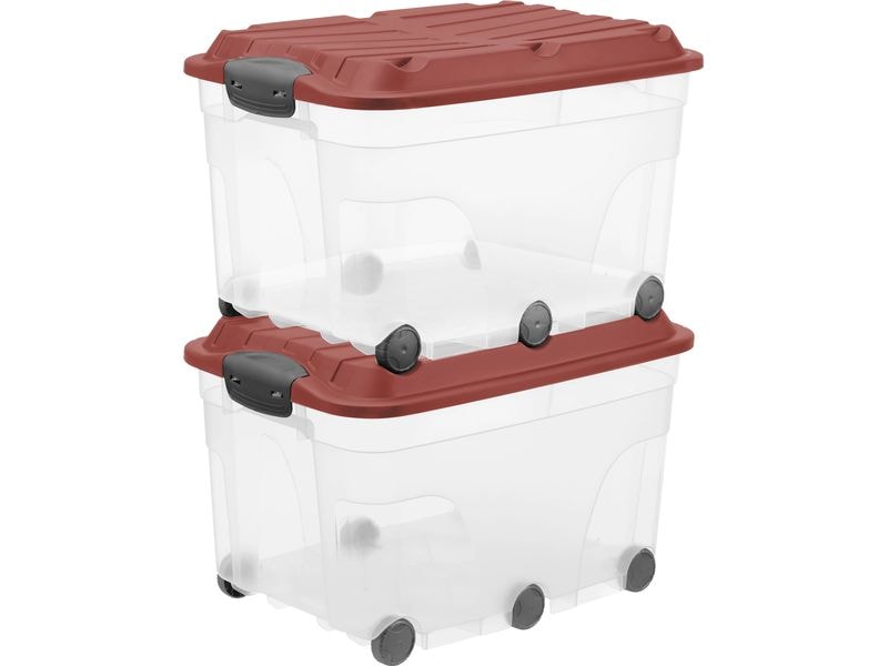Rotho Boîte de rangement ROLLER6 Rouge, 2 pcs.