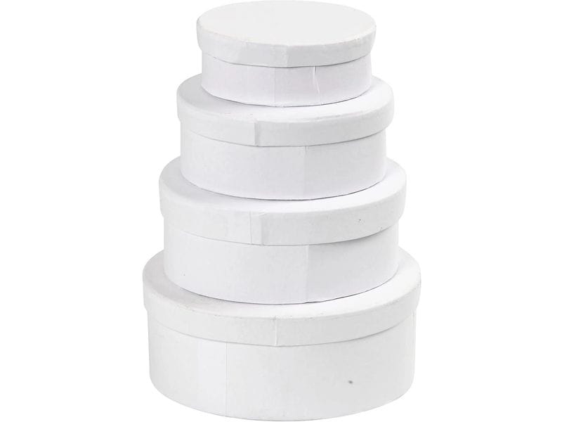 Creativ Company Boîte en carton ovale 4 Pièce/s, Blanc