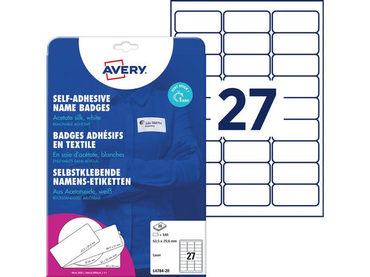 Avery Zweckform Étiquettes porte-noms L4784-20 63.5 x 29.6 mm