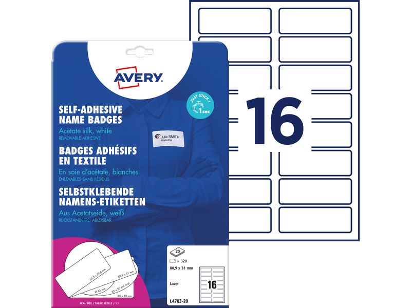 Avery Zweckform Étiquettes porte-noms 88.9 x 31 mm, 20 feuille