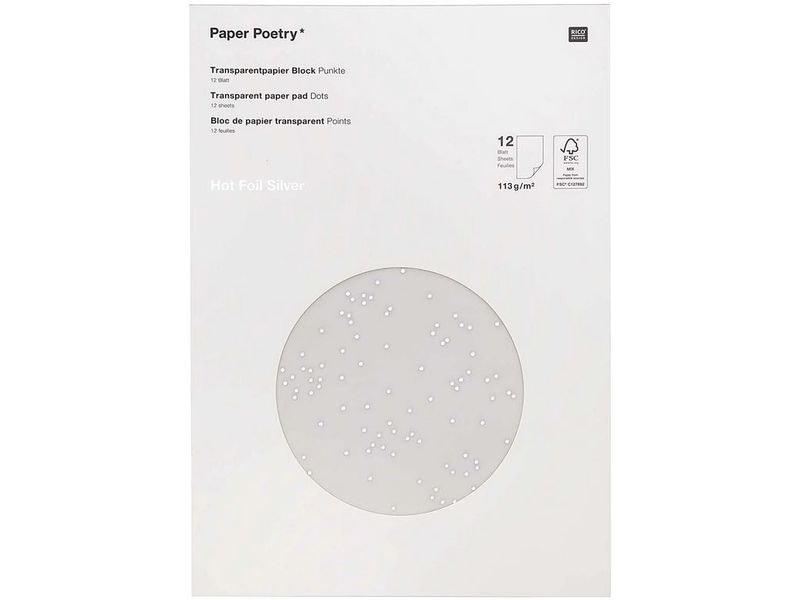 Rico Design Papier transparent Points A4, 113 g/m², 1 Pièce/s, Argent