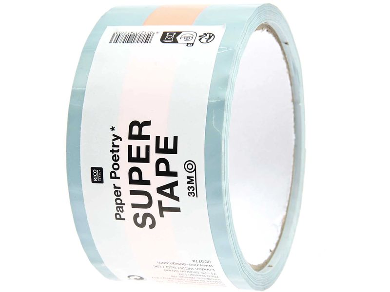 Rico Design Ruban adhésif Paper Poetry 0.5 mm x 33 m, Bleu clair/Orange fluo