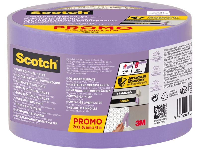 3M Ruban de masquage pour peintres 36 mm x 41 m, Violet