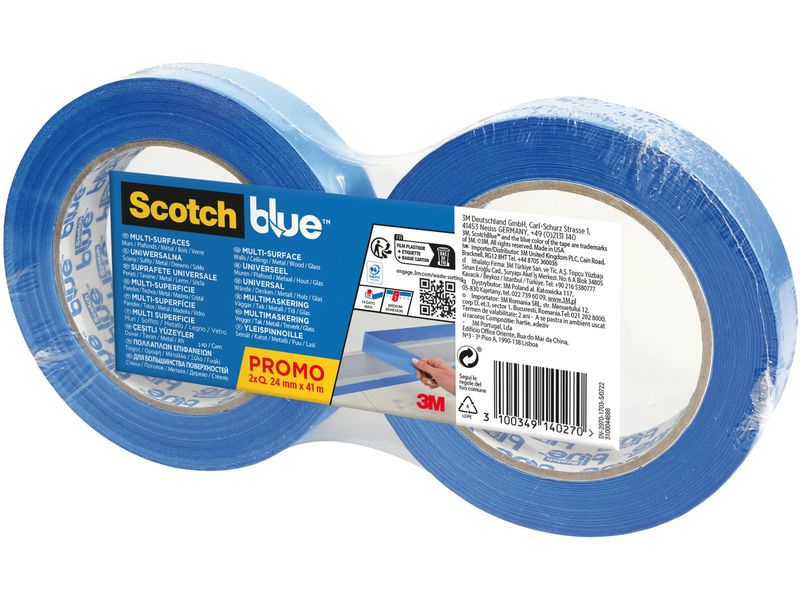 3M Ruban de masquage pour peintres 24 mm x 41 m, Bleu