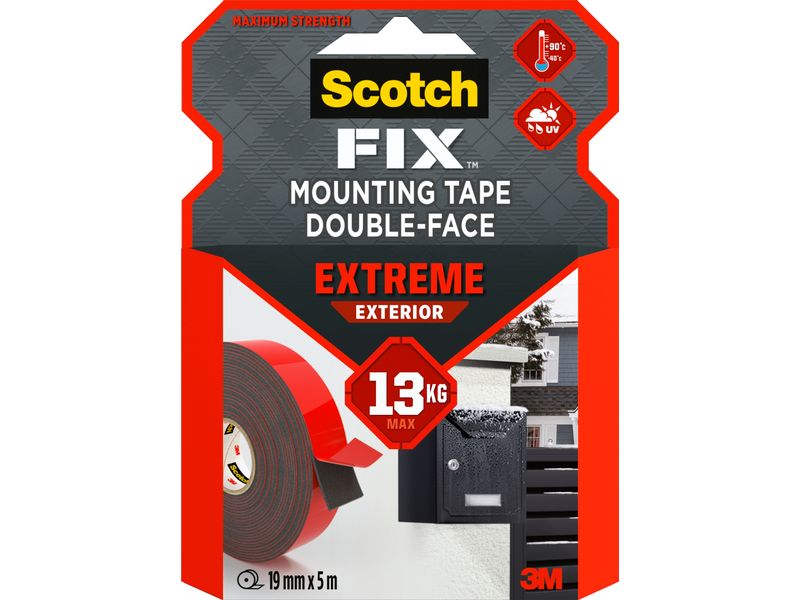 3M Bande de montage extérieur Extreme 19 mm x 5 m, Noir