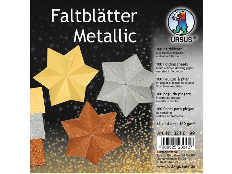URSUS Feuilles origami Origami 14 x 14 cm, 130 g/m², 100 feuilles