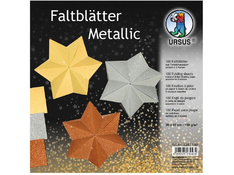 URSUS Feuilles origami Origami 20 x 20 cm, 130 g/m², 100 feuilles
