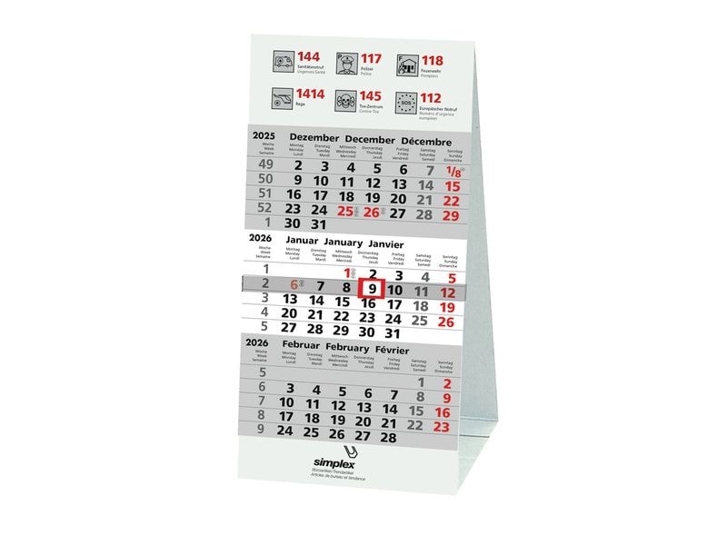 Simplex esposizione da tavolo per 3 mesi 95 x 20.2 cm, 2026