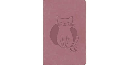 Simplex Agenda hebdomadaire Ladytimer Cat 75 x 11,2 cm, 2026, rose sombre