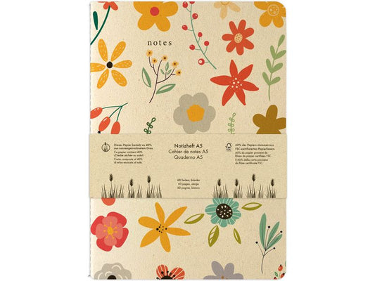 Natur Verlag Carnet de notes Motif floral 14.8 x 21 cm, Vierge