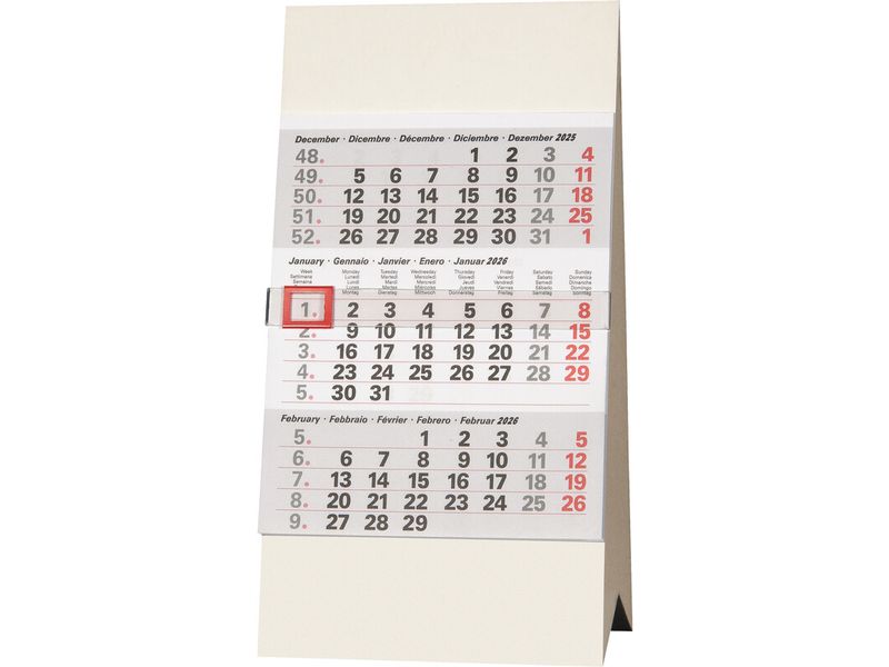 Biella Agenda de table 2026 3M/1S, 9.7 x 12 cm