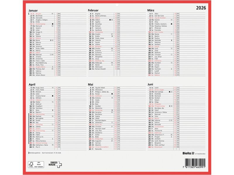 Biella Calendario della lavagna D, 32 x 29.7 cm