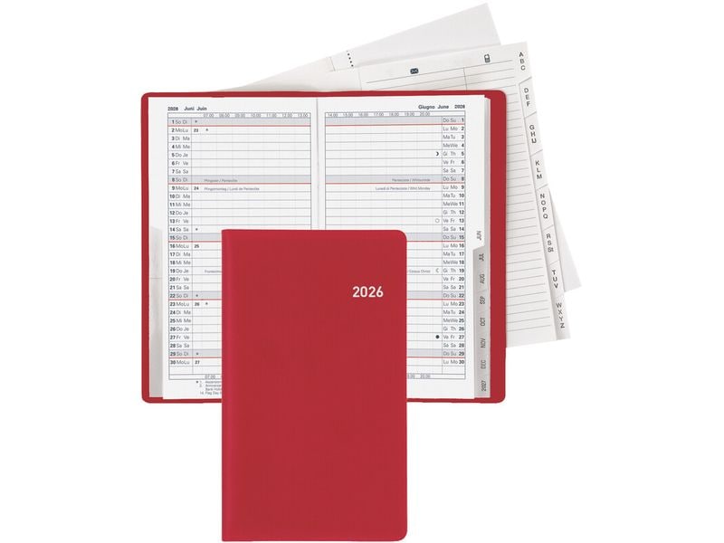 Biella Agenda de poche Planning Luzern rouge vin, 8.7 x 15.3 cm