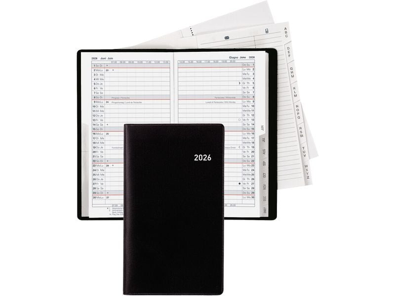 Biella Agenda de poche Planning Luzern noir, 8.7 x 15.3 cm