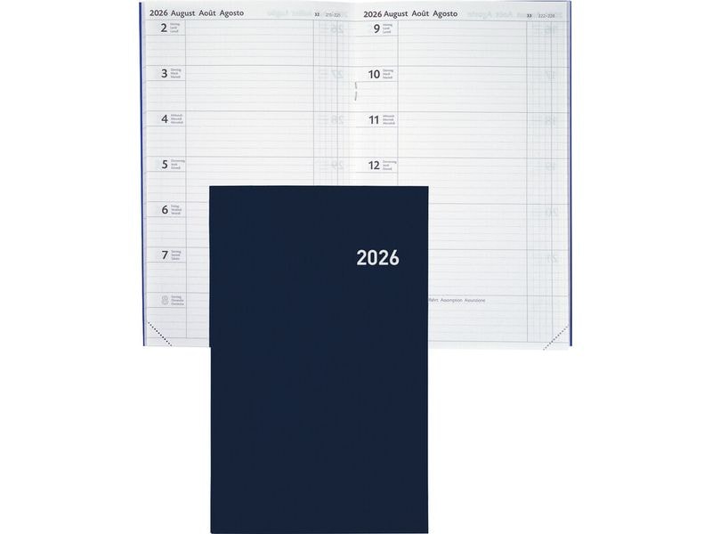 Biella Agenda commercial Compact Bleu foncé, 1W/72S, 15 x24 cm