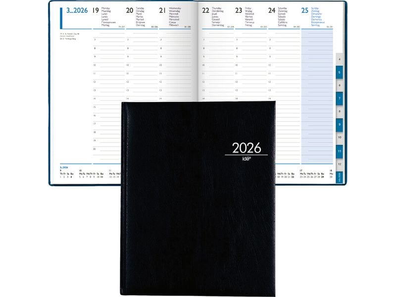 Simplex Agenda hebdomadaire 21 x 26 cm, 2026, Noir